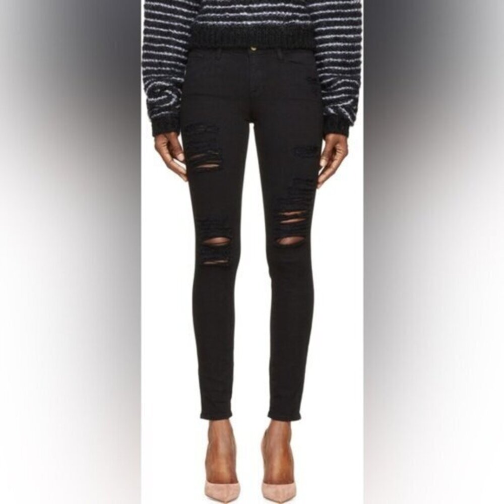 FRAME Le Skinny de Jeanne Distressed Jeans